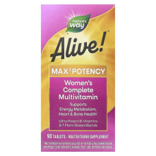 Мультивитамины для женщин, Alive! Max3 Potency, Women's Complete Multivitamin, Nature's Way, 90 таблеток