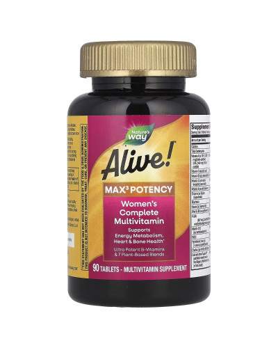 Мультивітаміни для жінок, Alive! Max3 Potency, Women's Complete Multivitamin, Nature's Way, 90 таблеток