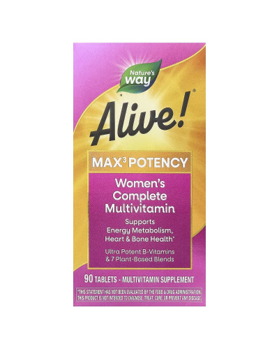 Мультивітаміни для жінок, Alive! Max3 Potency, Women's Complete Multivitamin, Nature's Way, 90 таблеток