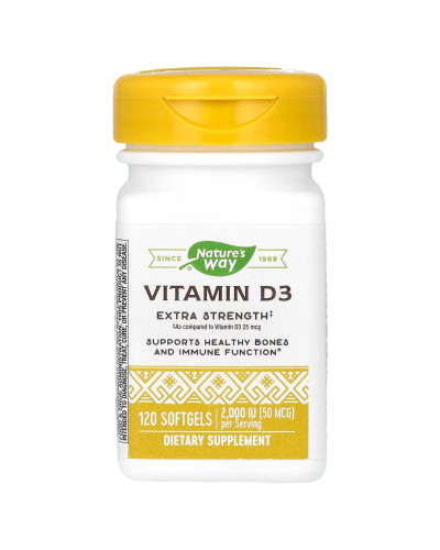 Витамин D3, 50 мкг (2000 МЕ), Vitamin D3, Extra Strength, Nature's Way, 120 гелевых капсул