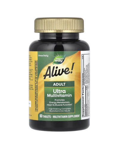 Мультивітаміни для дорослих, Alive! Adult Ultra Potency Complete Multivitamin, Nature's Way, 60 таблеток