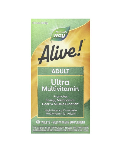 Мультивітаміни для дорослих, Alive! Adult Ultra Potency Complete Multivitamin, Nature's Way, 60 таблеток