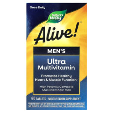 Мультивитамины ультра для Мужчин, Alive! Men's Ultra Multivitamin, Nature's Way, 60 Таблеток