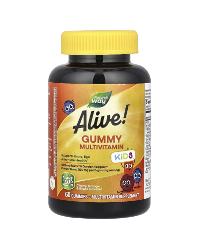 Мультивітаміни для дітей, смак вишні, апельсина та винограду, Alive! Kids, Gummy Multivitamin, Nature's Way, 60 жувальних цукерок