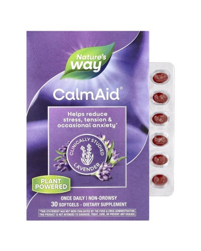 Лаванда для спокою та розслаблення, CalmAid, Clinically Studied Lavender, Nature's Way, 30 гелевих капсул