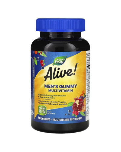 Мультивітаміни для чоловіків, смак фруктів, Alive! Men's Gummy Multivitamin, Nature's Way, 60 жувальних таблеток