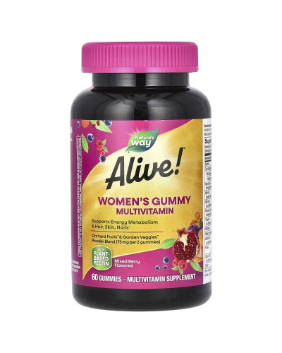 Мультивітаміни для жінок, смак ягід, Alive! Women's Gummy Multivitamin, Nature's Way, 60 жувальних цукерок
