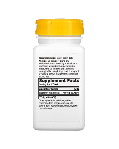 Вітамін B2, 400 мг, Рибофлавін, Riboflavin, Vitamine B2, Nature's Way, 30 таблеток