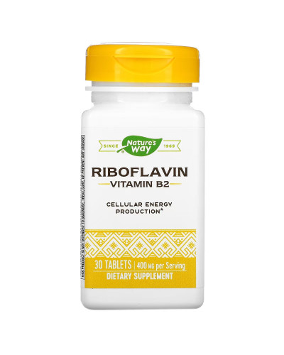 Вітамін B2, 400 мг, Рибофлавін, Riboflavin, Vitamine B2, Nature's Way, 30 таблеток