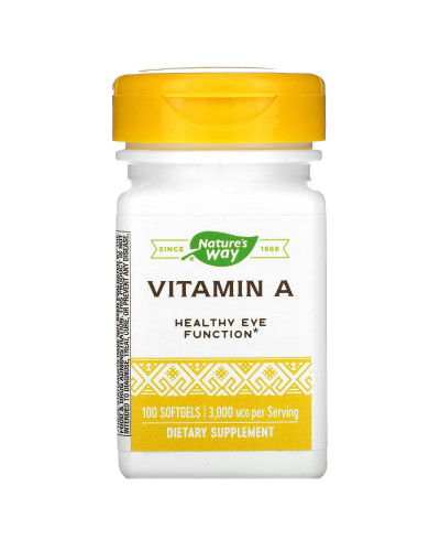 Витамин А, 3000 мкг, Vitamin A, Nature's Way, 100 желатиновых капсул