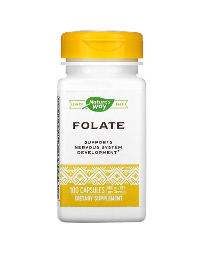 Фолат, 800 мкг, Folate, Nature's Way, 100 капсул