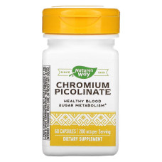 Хром Пиколинат, 200 мкг, Chromium Picolinate, Nature's Way, 60 капсул