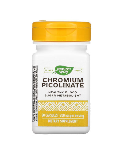 Хром Піколінат, 200 мкг, Chromium Picolinate, Nature's Way, 60 капсул
