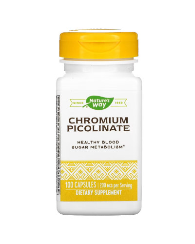 Хром Піколінат, 200 мкг, Chromium Picolinate, Nature's Way, 100 капсул