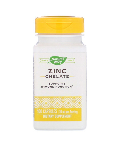 Цинк Хелат, Zinc Chelate, Nature's Way, 30 мг, 100 капсул