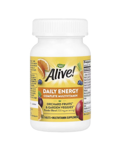 Мультивітаміни із залізом, повний комплекс, Alive! Daily Energy, Complete Multivitamin, Nature's Way, 60 таблеток