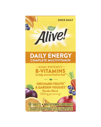 Мультивітаміни із залізом, повний комплекс, Alive! Daily Energy, Complete Multivitamin, Nature's Way, 60 таблеток