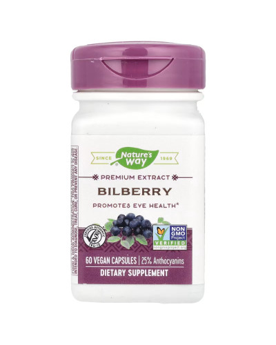 Чорниця, преміум екстракт, Bilberry, Premium Extract, Nature's Way, 60 вегетаріанських капсул