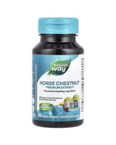 Кінський каштан, преміум екстракт, 250 мг, Horse Chestnut, Premium Extract, Nature's Way, 90 вегетаріанських капсул