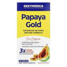 Ферменты Папаи, Papaya Gold, Enzymedica, 60 жевательных таблеток