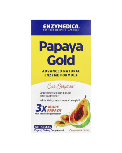 Ферменти Папаї, Papaya Gold, Enzymedica, 60 жувальних таблеток
