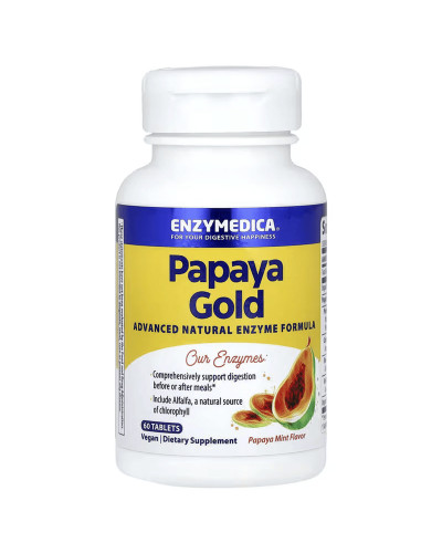 Ферменти Папаї, Papaya Gold, Enzymedica, 60 жувальних таблеток
