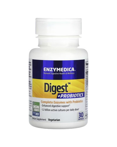 Ферменти з пробіотиками, Digest + Probiotics, Enzymedica, 30 капсул