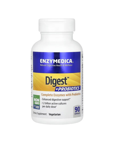 Ферменты с пробиотиками, Digest + Probiotics, Enzymedica, 90 капсул