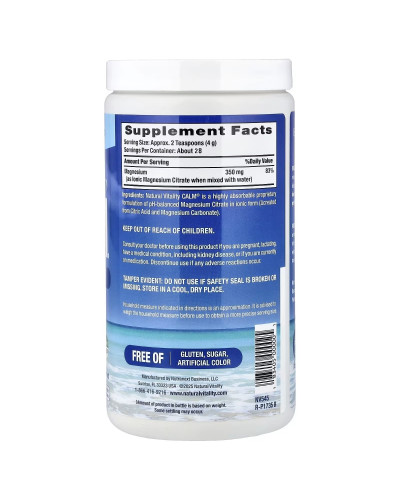 Магний в порошке, 350 мг без ароматизаторов, CALM, Magnesium Supplement, Natural Vitality, 113 гр Магний в порошке, 350 мг без ароматизаторов, CALM, Magnesium Supplement, Natural Vitality, 113 гр