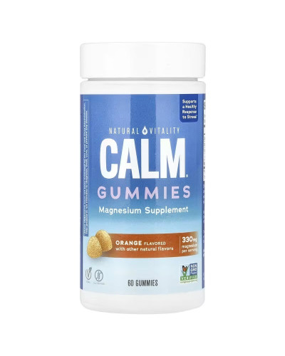 Цитрат Магния, 330 мг, вкус апельсина, CALM, Magnesium Supplement, Natural Vitality, 120 жевательных конфет