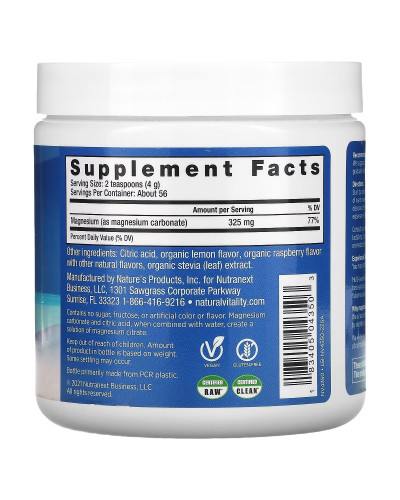 Антистрессовый напиток, вкус малина лимон, CALM, Powder Raspberry Lemon, Natural Vitality, 226 гр