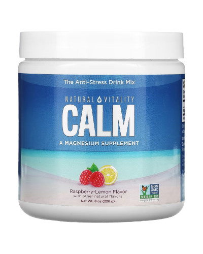 Антистрессовый напиток, вкус малина лимон, CALM, Powder Raspberry Lemon, Natural Vitality, 226 гр