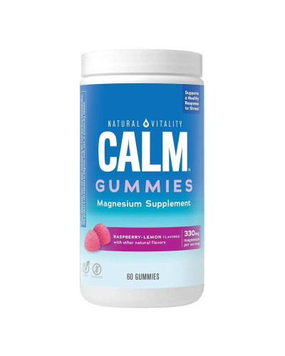 Цитрат Магния, 330 мг, вкус малина лимон, CALM, Magnesium Supplement, Natural Vitality, 60 жевательных конфет