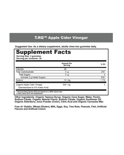 Яблочный уксус, фруктовый вкус, Apple Cider Vinegar, T-RQ, 60 жевательных конфет