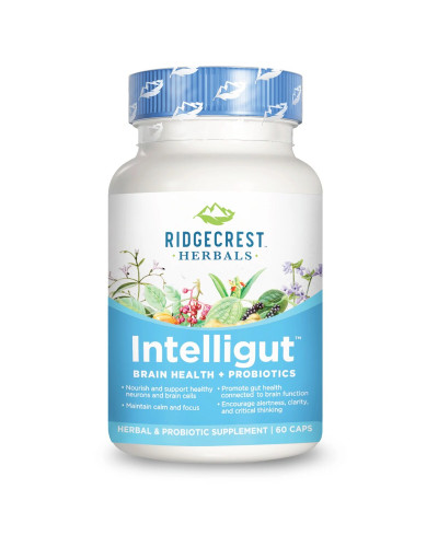 Комплекс для здоровья мозга с пробиотиком, Интеллигут, Intelligut, RidgeCrest Herbals, 60 капсул
