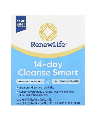 Очищение и детокс, 30-дневная программа, Advanced Cleanse Smart, Renew Life, 2 баночки по 60 вегетарианских капсул