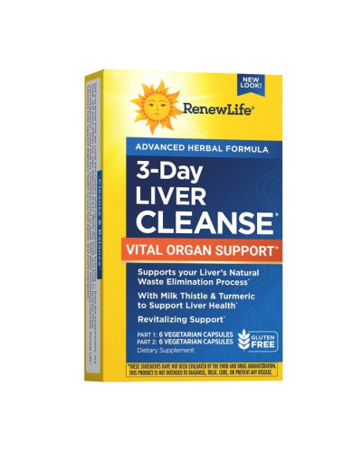 Очистка печени, 3-дневная программа, 3 Day Liver Cleanse, Renew Life, 12 вегетарианских капсул