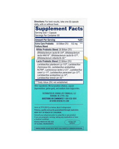 Пробиотик, 50 млрд КОЕ, Extra Care Digestive Probiotic, Renew Life, 90 вегетарианских капсул