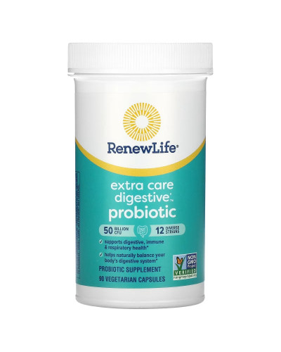 Пробиотик, 50 млрд КОЕ, Extra Care Digestive Probiotic, Renew Life, 90 вегетарианских капсул