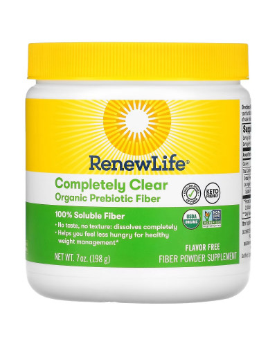Клетчатка пребиотическая органическая пребиотическая, Completely Clear Organic Prebiotic Fiber, Renew Life, 198 гр