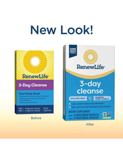 Полная Очистка, 3-дневная программа, Total Body Reset, Renew Life, 12 вегетарианских капсул