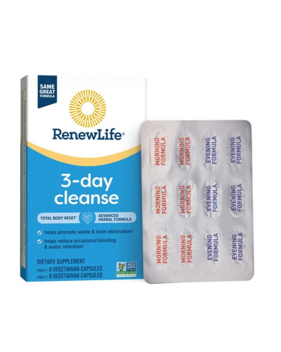 Полная Очистка, 3-дневная программа, Total Body Reset, Renew Life, 12 вегетарианских капсул