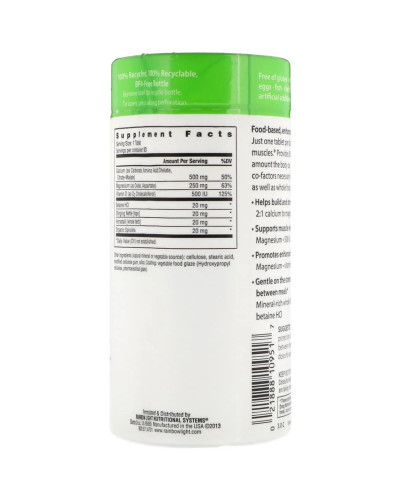 Кальций с Магнием и Витамином D3, Food-Based Calcium with Magnesium & Vitamin D3, Rainbow Light, 90 таблеток