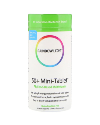 50+ Пищевые Мультивитамины для взрослых, Food-Based Multivitamin, Rainbow Light, 90 мини таблеток
