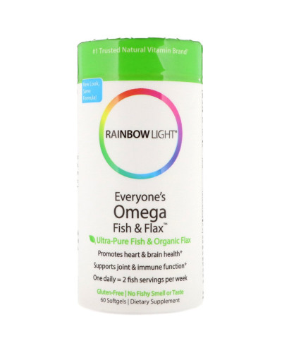 Омега-3 риб'ячий жир з лляною олією, Everyone's Omega Fish & Flax Oil, Rainbow Light, 60 гелевих капсул