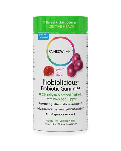 Пробіотики, Смак ягід, Probiolicious Probiotic Gummies, Delicious Berry Flavor, Rainbow Light, 50 жувальних цукерок