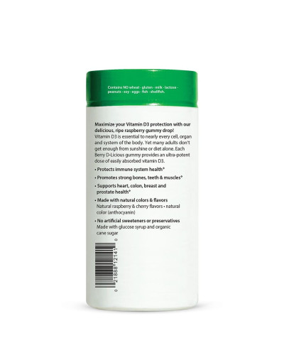 Вітамін D3, смак малини, Berry D-Licious, Rainbow Light 2500 МО, 50 желейних цукерок