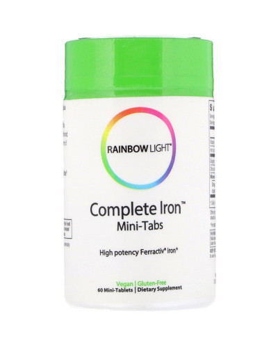 Железо Хелатное, Complete Iron, Rainbow Light, 60 мини таблеток