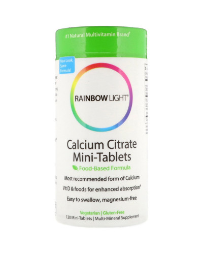 Цитрат Кальцію, Calcium Citrate Mini-Tablets, Rainbow Light, 120 міні таблетки