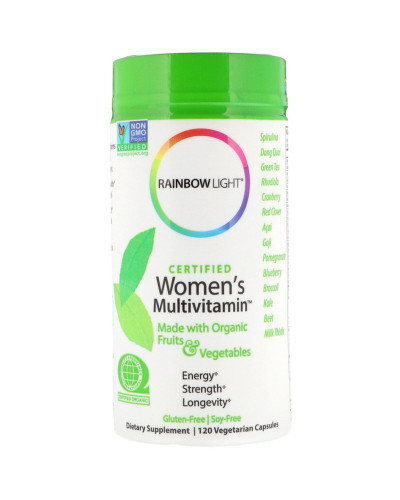 Мультивитамины для женщин, Сертифицированные, Certified Women's Multivitamin, Rainbow Light, 120 вегетарианские капсулы